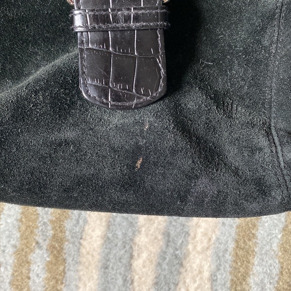 Vintage Lauren Ralph Lauren Suede Crocodile Leather Black Mini Purse Y2K - Picture 2 of 6